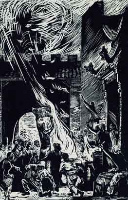 版画家古元《烧毁旧契》